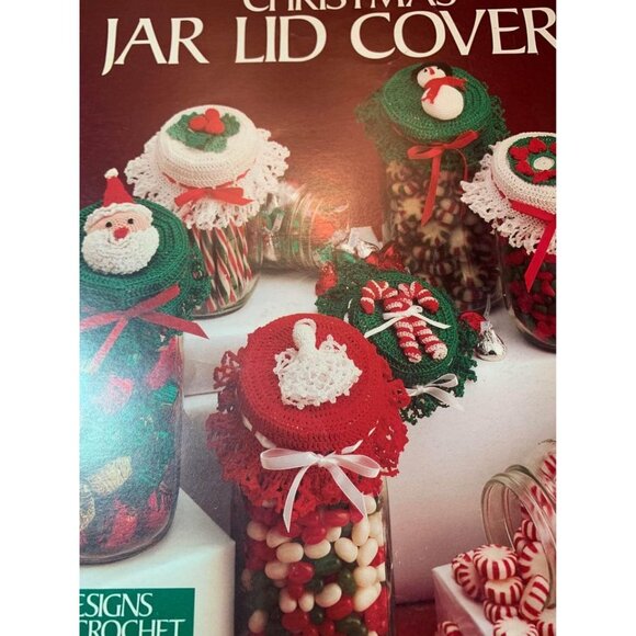 Leisure Arts Christmas Jar Lid Covers 7 Crochet Designs Book Leaflet 751 - Picture 2 of 4